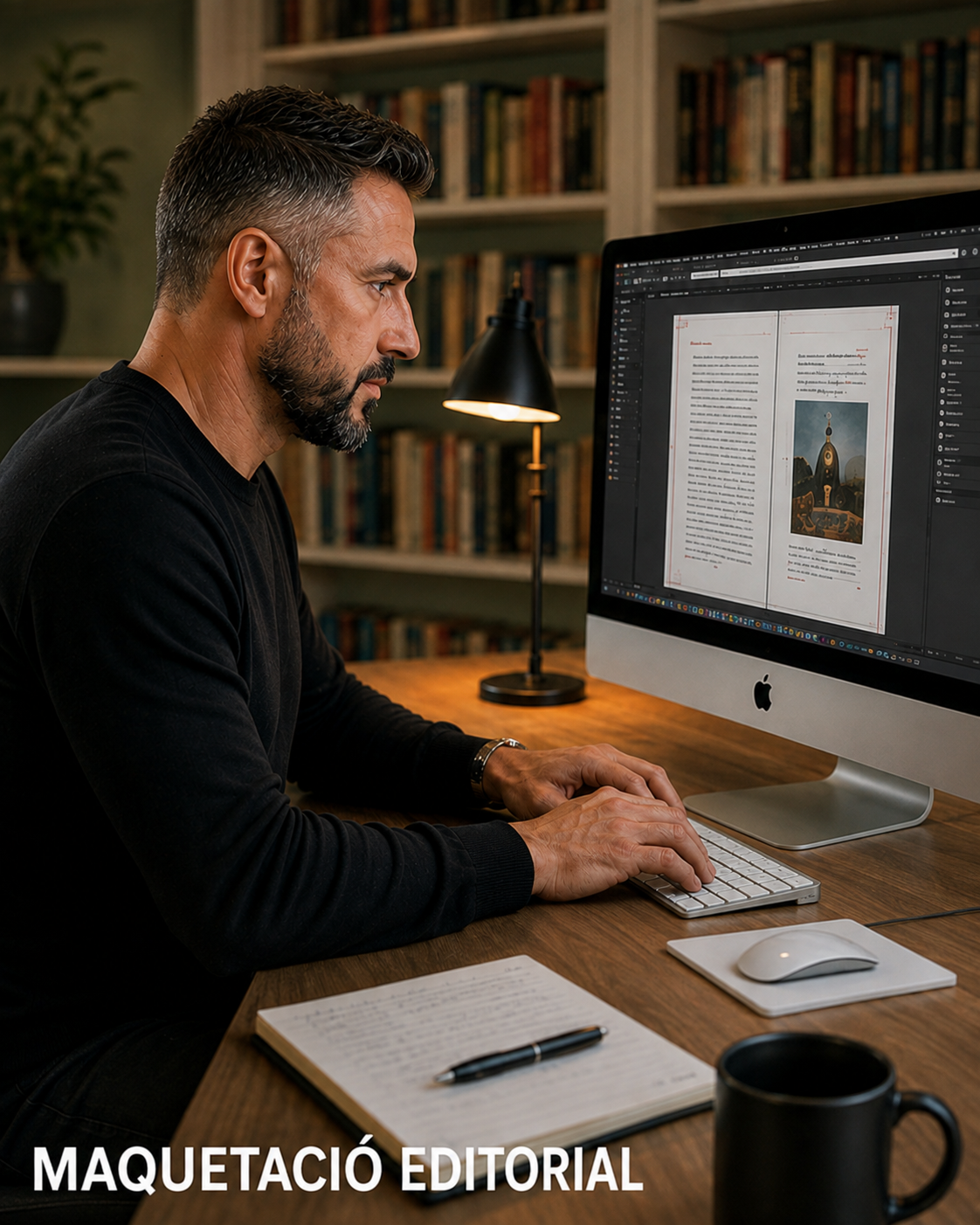 Jordi Conde Baltrons treballant en un projecte editorial